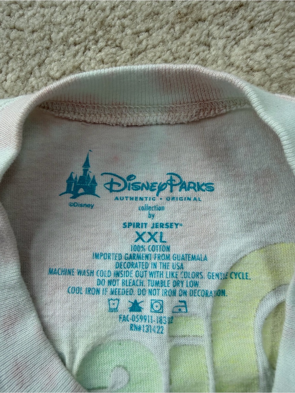 Disney Size XXL Double Extra Large Spirit Jersey Tie Dye Rainbow Cotton Candy - Picture 3 of 8